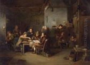 "genreszene Im Wirtshaus" Ol Auf Leinwand by Sir David Wilkie