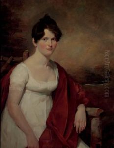 Portrait Of Mrs. Catherine Deas
(nee Low), Three-quarter Length, In A White Empire Gown And Red Velvet
Shawl, A Landscape Beyond by Sir David Wilkie