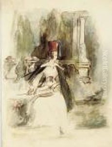 Portrait Of Julia Emily Gordon, Full-length, Wearing An African Fez, In A Garden by Sir David Wilkie