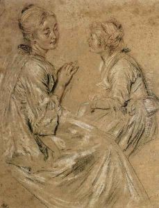 Two Seated Women 1716-17 by Jean-Antoine Watteau
