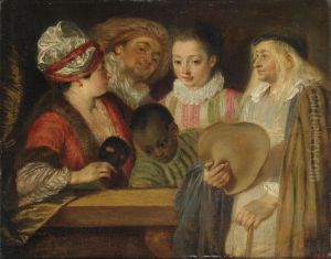 The Coquettes 1718 by Jean-Antoine Watteau