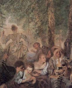 Fêtes galantes (detail 1) by Jean-Antoine Watteau