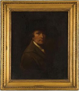 Self-portrait In A Brown Coat. by Josepf Wright Of Derby