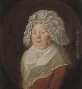 Portrait Of The Cook At The Bell
 Inn, Derby, Bust-length, In A Reddress With A White Collar And Cap, 
Feigned Oval