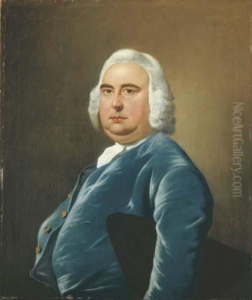 Portrait Of John Heath Of Derby
(d.1815), Half-length, In A Bluecoat With A Tricorn Hat Under His Left
Arm - view 1