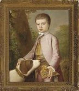 Portrait Of A Boy, 
Three-quarter-length, In A Pink Coat And Breeches, Resting His Hand On A
 Dog, Before A Wheat Field