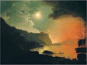 Vesuvius In Eruption Seen From Posillipo by Josepf Wright Of Derby
