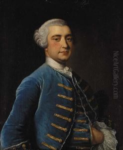 Portrait Of A Gentleman, Half-length, In A Blue Coat And Waistcoat by Josepf Wright Of Derby