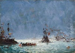 Bateaux De Guerre Dans La Rade De Villefanche.