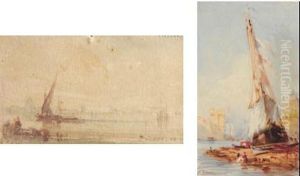 Bateaux Au Port, 1845 - L'entree Du Port by Felix Ziem