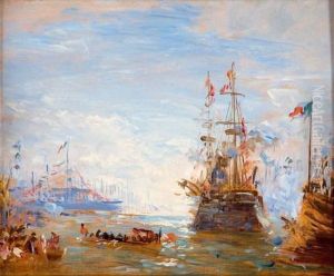 La Fete A Villefranche by Felix Ziem
