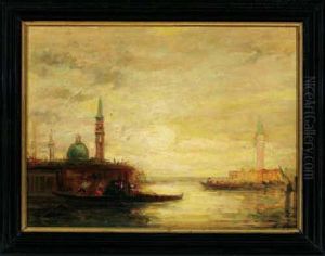 Felix Francois Georges Philibert
 Ziem "sunset Over Venice", Oil On Panel, 21-1/2" X 30", Signed Lower 
Right "ziem", Retains Old Label En Verso "appartient A Mr Le Prince G. 
Stirbey", Bears Partial Frame Maker Label En Verso "cadres 
Dores/encadreme by Felix Ziem