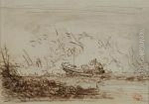  Fete Venitienne Sur L'eau  by Felix Ziem