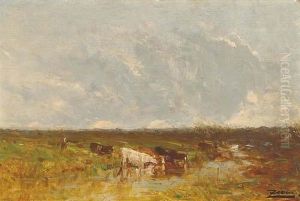 Vaches S'abreuvant, Hollande by Felix Ziem