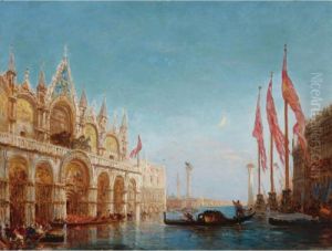 Piazza San Marco Flooded Venice by Felix Ziem
