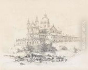 Une Eglise Dans Un Paysage Pres De Saint Petersbourg by Felix Ziem