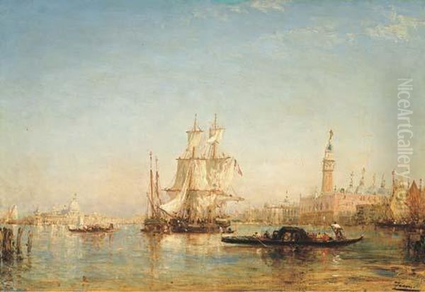 Ships On The Bacino Di San Marco Near The Palazzo Ducale And Thepunta Della Dogana - view 1