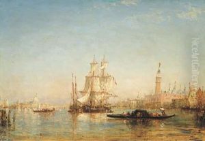 Ships On The Bacino Di San Marco Near The Palazzo Ducale And Thepunta Della Dogana