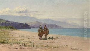 Camel Riders By The Shore Of Lake Kardyvatch In The Caucasus Camel Riders By The Shore Of Lake Kardyvatch In The Caucasus