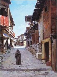 Street Scene In South Asia, Signed, Oil On Board, 34 X 26 Cm.; 13 1/2 X 10 1/4 In by Richard Karlovich Zommer