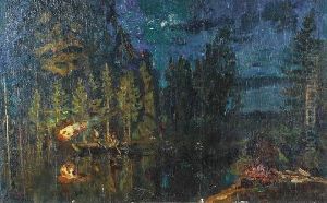 Polow Ryb Na Oscien Na Wylewie Wiosennym by Stanislaw Zukowski