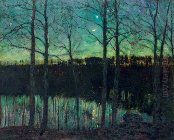 Moonlit River Landscape - view 1