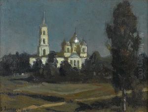 Church Cupolas Bathed In Moonlight by Stanislaw Zukowski