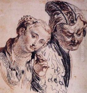Sketch with Two Figures by Jean-Antoine Watteau