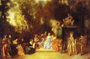 Party In The Open Air 1718-20 by Jean-Antoine Watteau