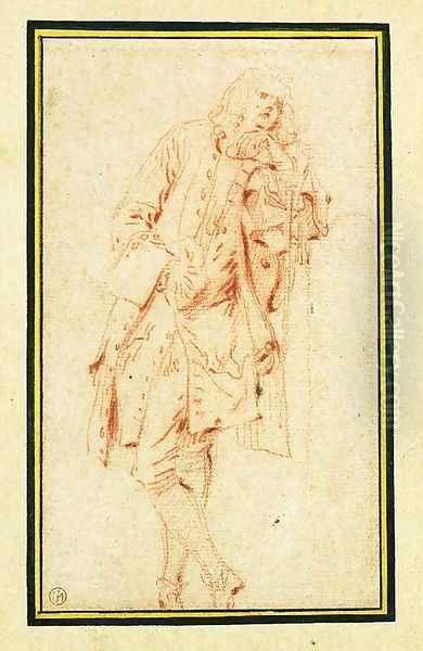 A Man leaning against a Pillar - view 1