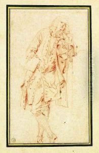 A Man leaning against a Pillar by Jean-Antoine Watteau