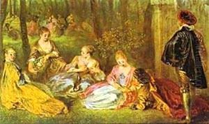 Les Champs Elyses Detail 1717 by Jean-Antoine Watteau