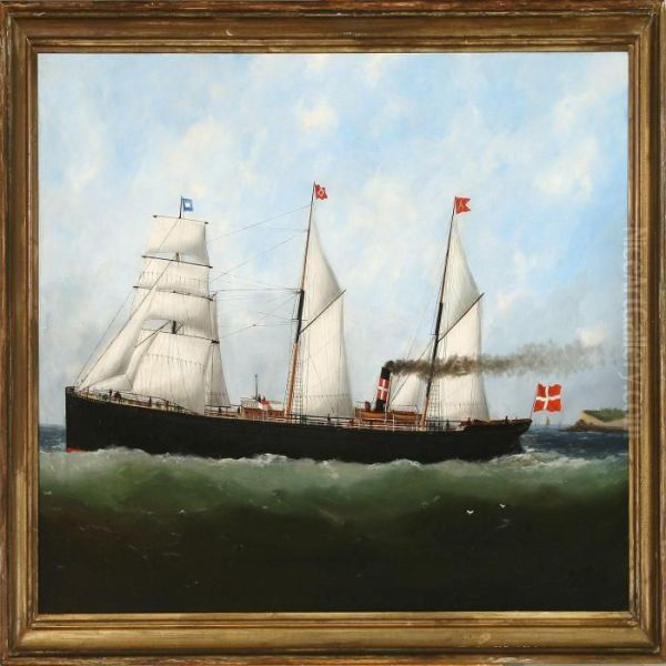 Danish Barquentine Off The Coast Of Le Havre - view 1