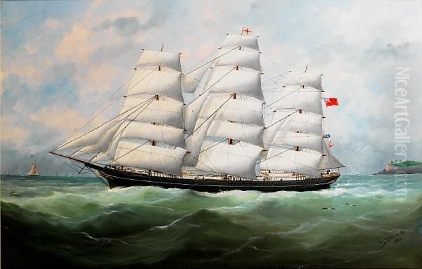 The Full-rigger King Ceolric Running Down The Coast Under Full Sail - view 1