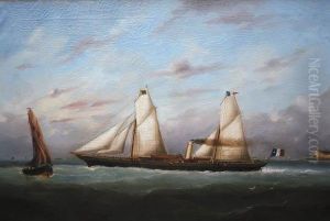 Vapeur Mixte Sous Voile Quittant Le Havre by Marie-Edouard Adam Of Le Havre