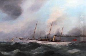 Yacht Anglais Quiitant Le Havre by Marie-Edouard Adam Of Le Havre