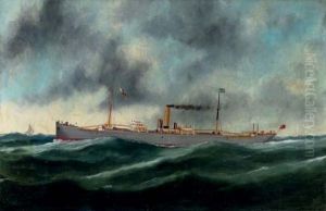 The Steamship Snowdonian Crossing The Channel