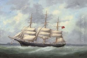 The Full-rigger Austriana Reducing Sail And Calling For A Pilot by Marie-Edouard Adam Of Le Havre