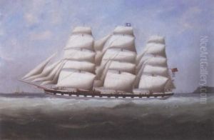 Cape Sable Under Sail by Marie-Edouard Adam Of Le Havre