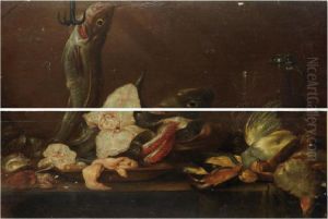 Still Life With Fish, Game And Tableware by Alexander Adriaenssen