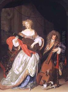 A couple making music by Adriaen Van Der Werff