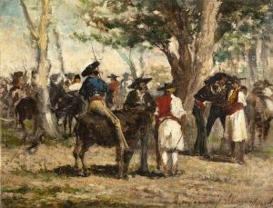 Marche Aux Chevaux by Joaquin Agrasot y Juan