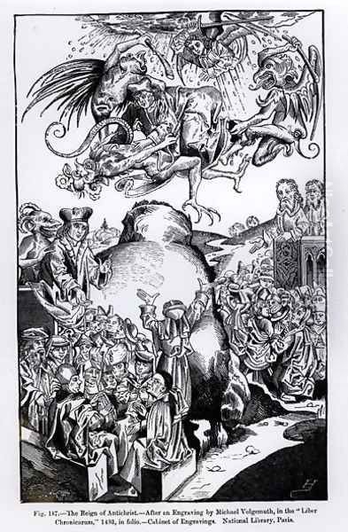 The Reign of Antichrist, from the Liber Chronicarum, published in 1493, illustration from, Science and Literature in the Middle Ages and Renaissance, written and engraved by Paul Lacroix, 1878 - view 1