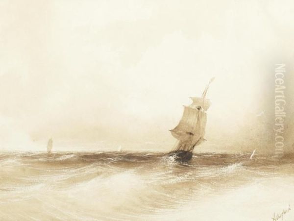 A Sailing Boat In Choppy Waters - view 1