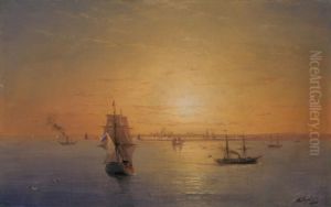Russian Fleet At Sunset by Ivan Konstantinovich Aivazovsky