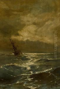 A Ship In Stormy Seas by Ivan Konstantinovich Aivazovsky