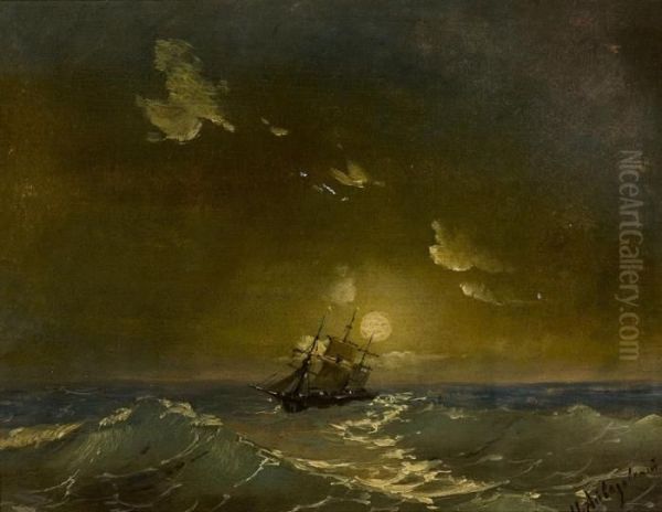 A Ship In Moonlit Waters - view 1