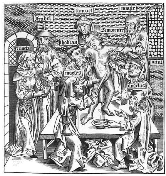 Martyrdom of Simon at Trent, after a woodcut in Liber Chronicarum Mundi, published Nuremburg, 1493 - view 1