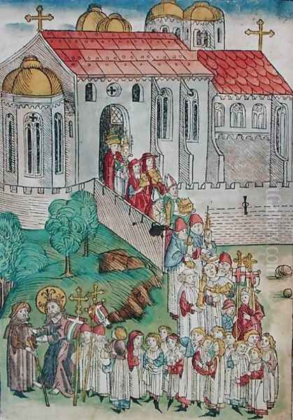 Pilgrim of Santiago de Compostela and procession, 1491 - view 1