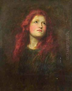 Portrait Study of a Girl with Red Hair by George Frederick Watts